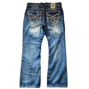 Mens Rock Revival Jeans Triton Boot Blue Straight Leg Adult Size 36 (J)